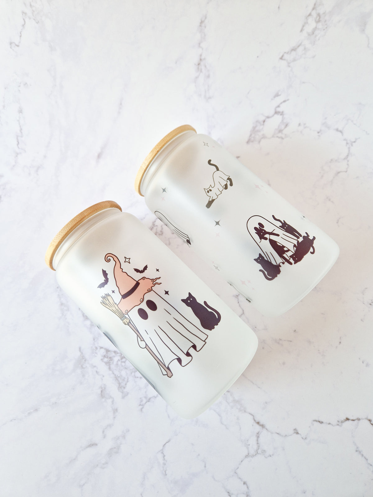 Halloween Glass Cup 'Ghosty Cats'