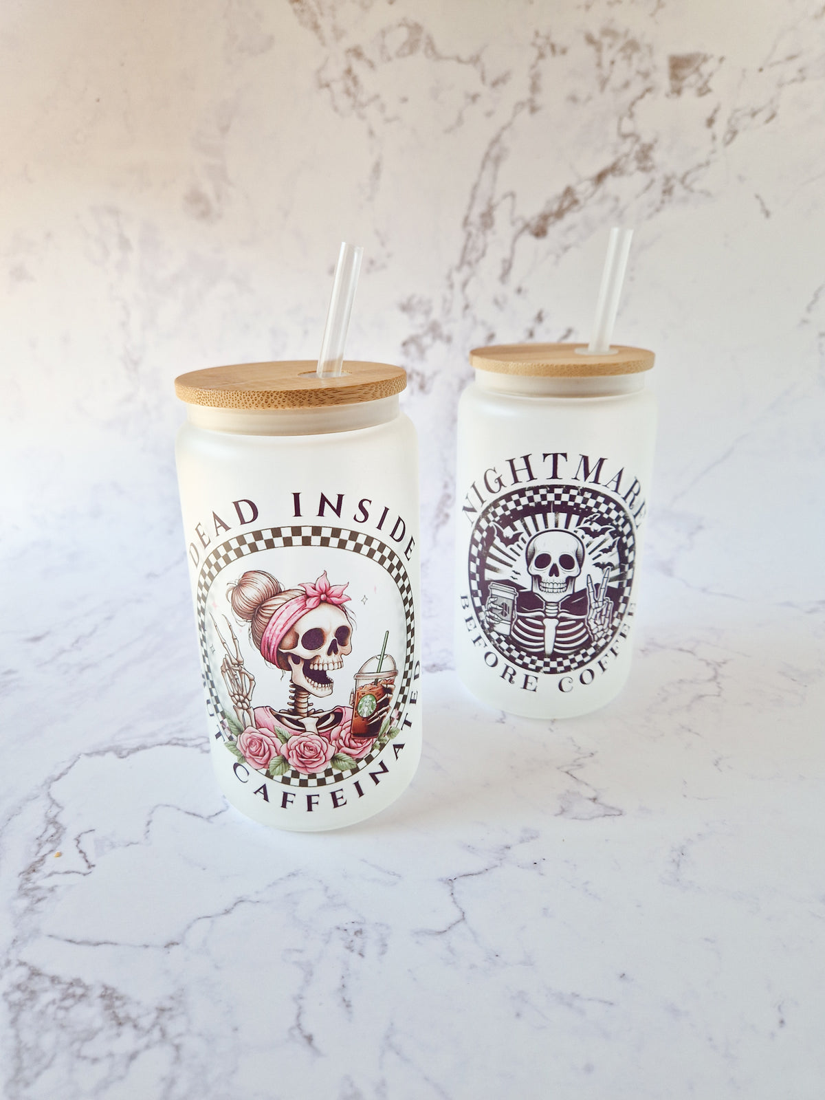 Glass Cup 'Nightmare before coffee'