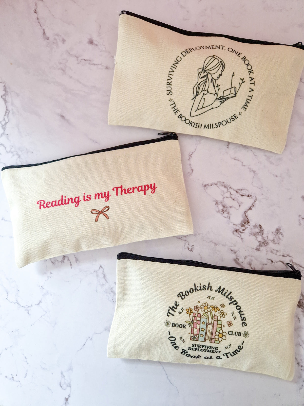 Canvas Small Essentials bag 'Bookish Milspouse'