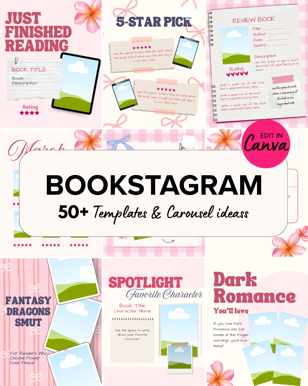50+ Bookstagram Spring Templates