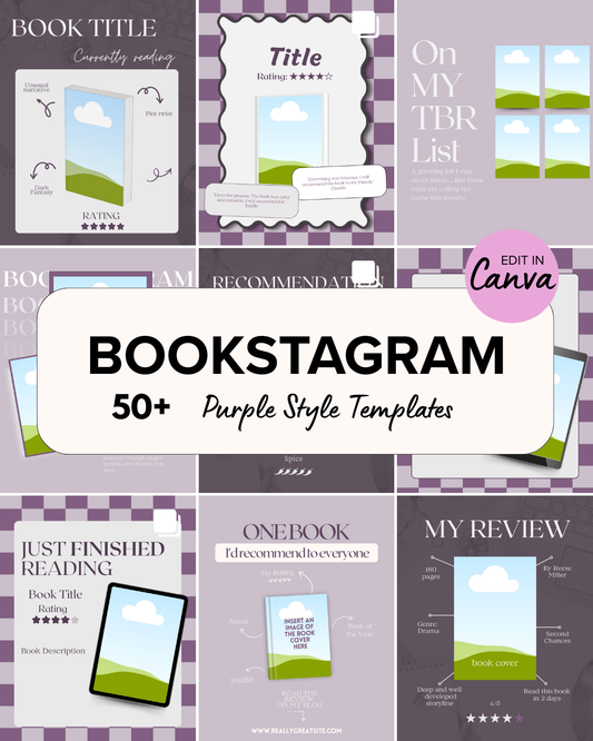 50+ Bookstagram templates Purple Style