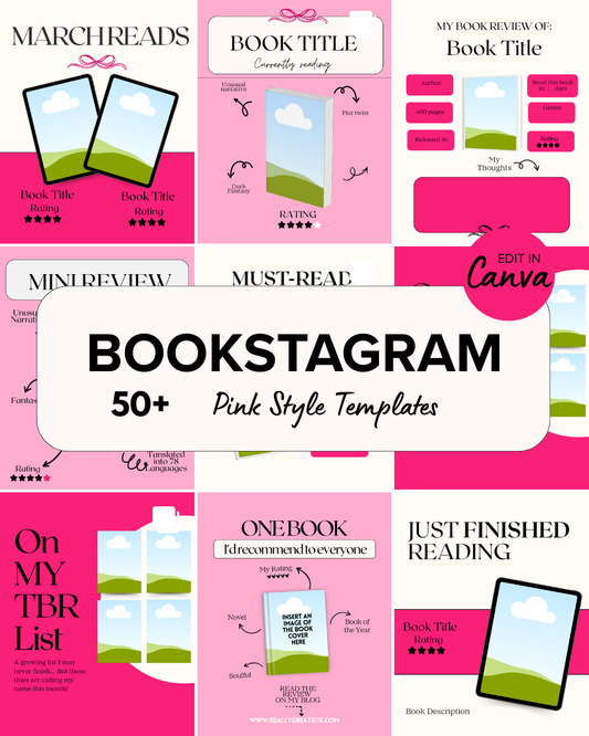 50+ Bookstagram Templates Pink Style