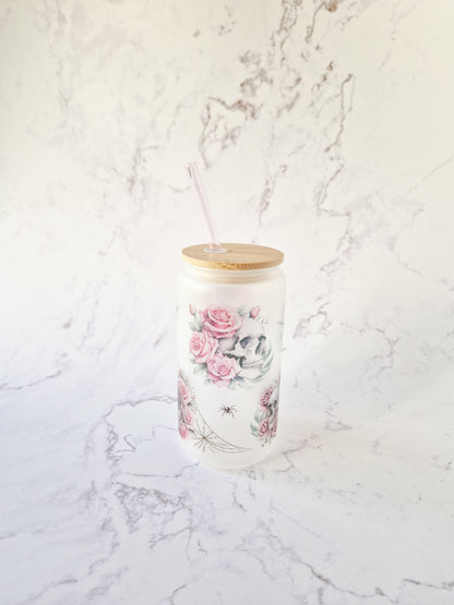 Glass Cup 'Skulls&Roses'