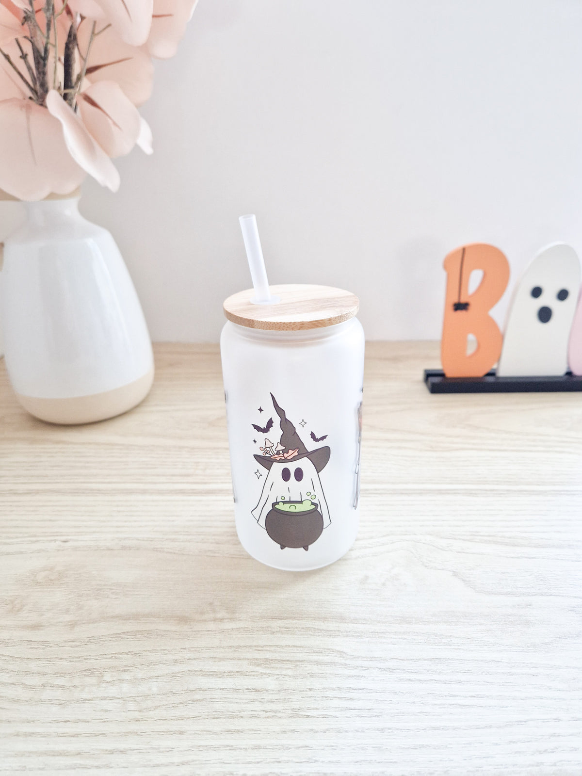 Halloween Glass Cup 'Three Little Ghost'