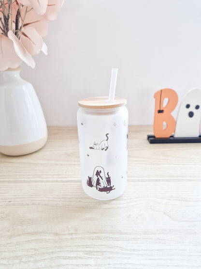Halloween Glass Cup 'Ghosty Cats'