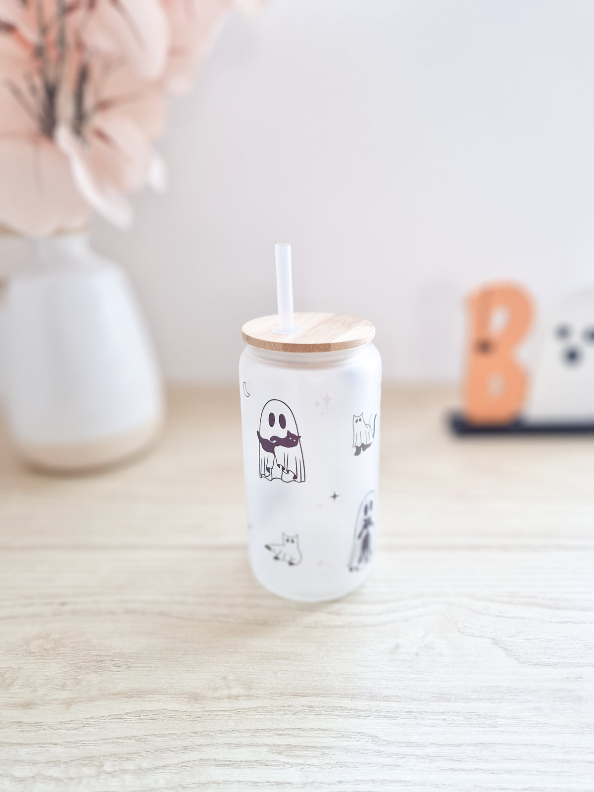 Halloween Glass Cup 'Ghosty Cats'