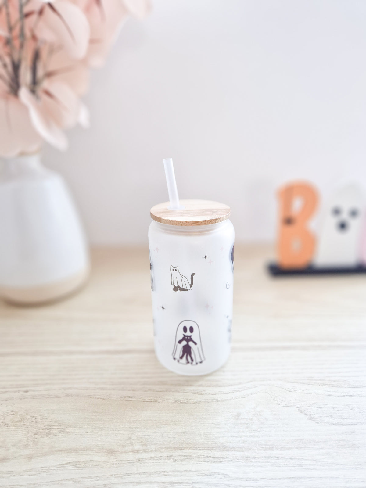 Halloween Glass Cup 'Ghosty Cats'