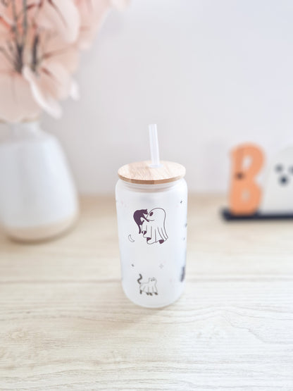 Halloween Glass Cup 'Ghosty Cats'