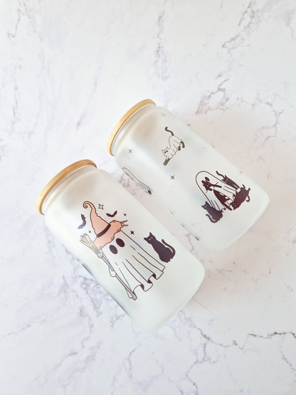 Halloween Glass Cup 'Ghosty Cats'