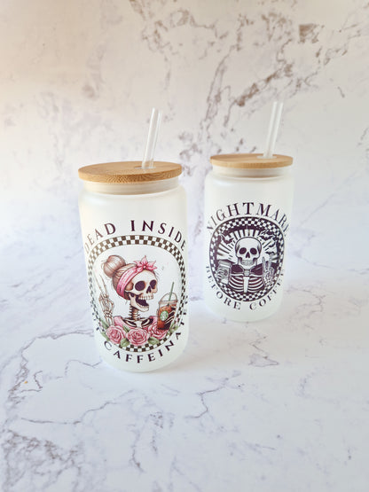 Glass Cup 'Nightmare before coffee'
