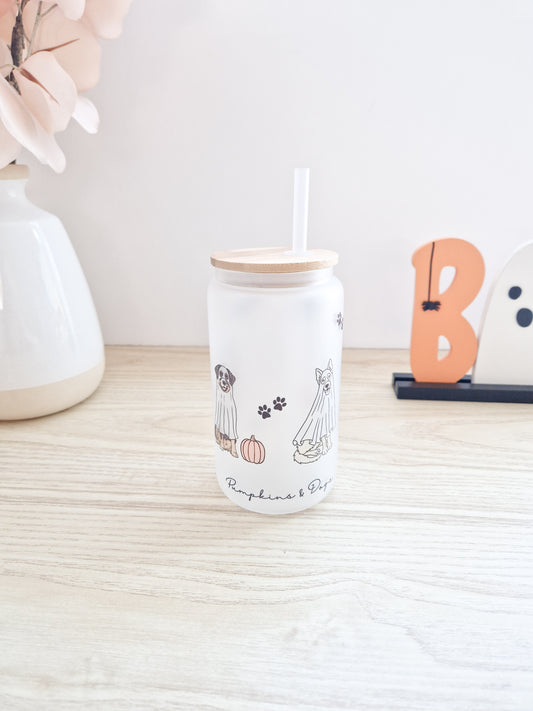 Halloween Glass Cup 'Pumpkins & Dogs'