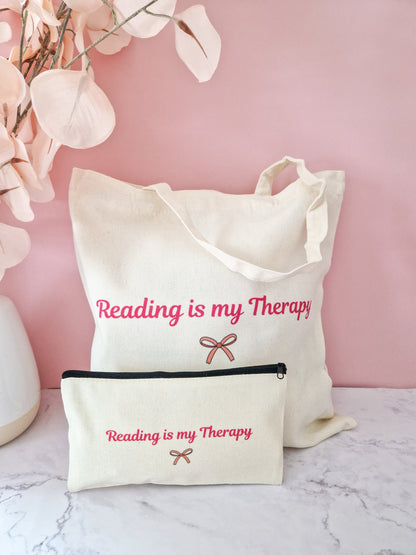 Canvas bag 'Reading is my therapy '