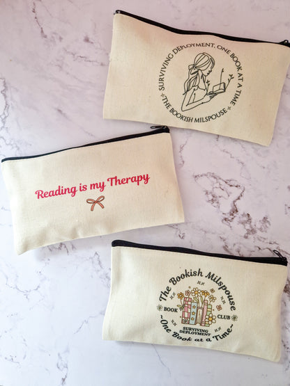 Canvas Small Essentials bag 'Bookish Milspouse'