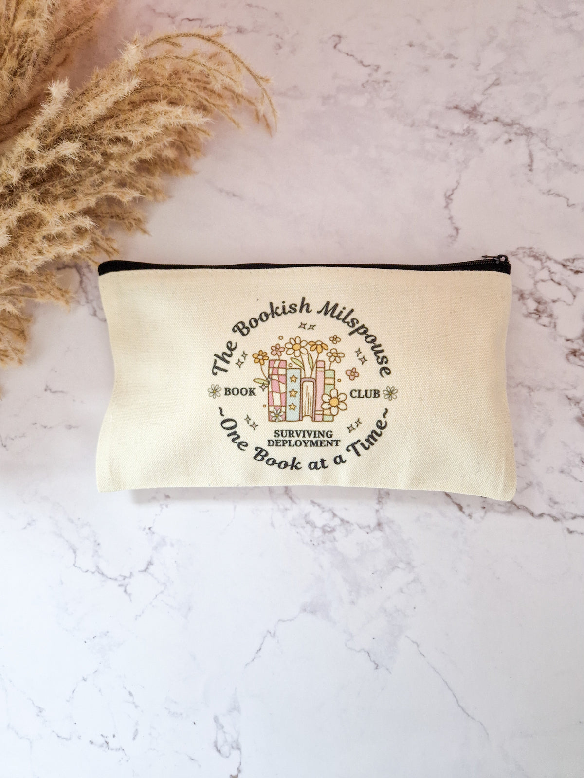 Canvas Small Essentials bag 'Bookish Milspouse'