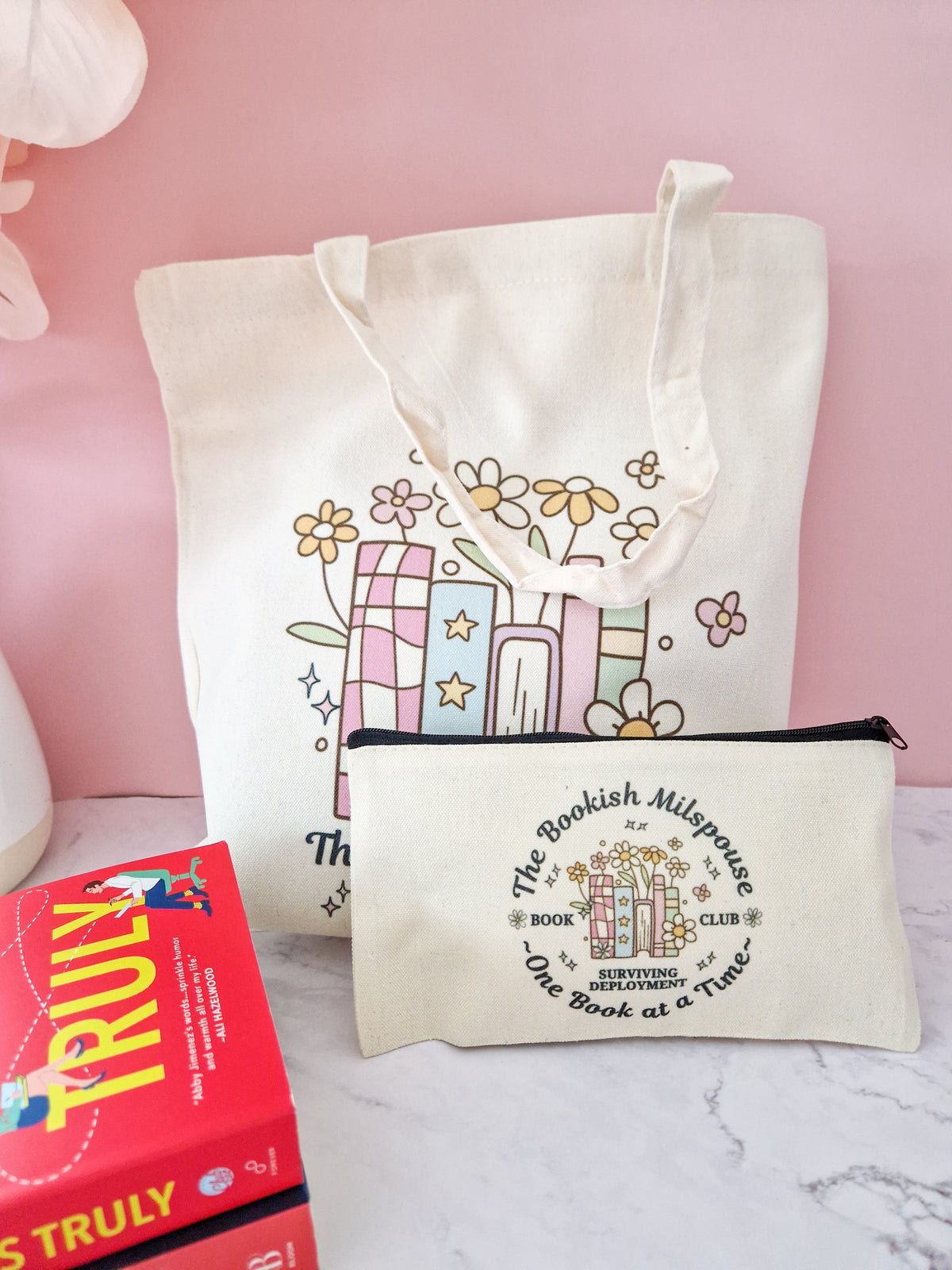 Canvas Small Essentials bag 'Bookish Milspouse'