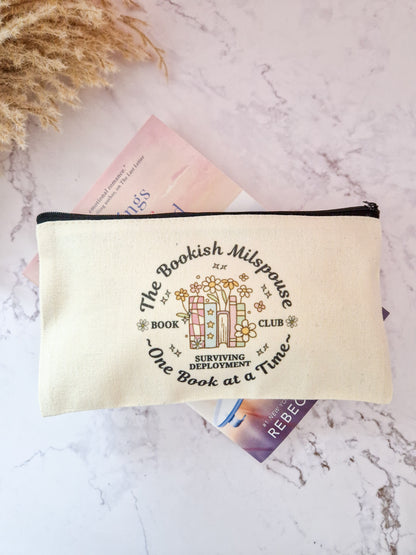 Canvas Small Essentials bag 'Bookish Milspouse'