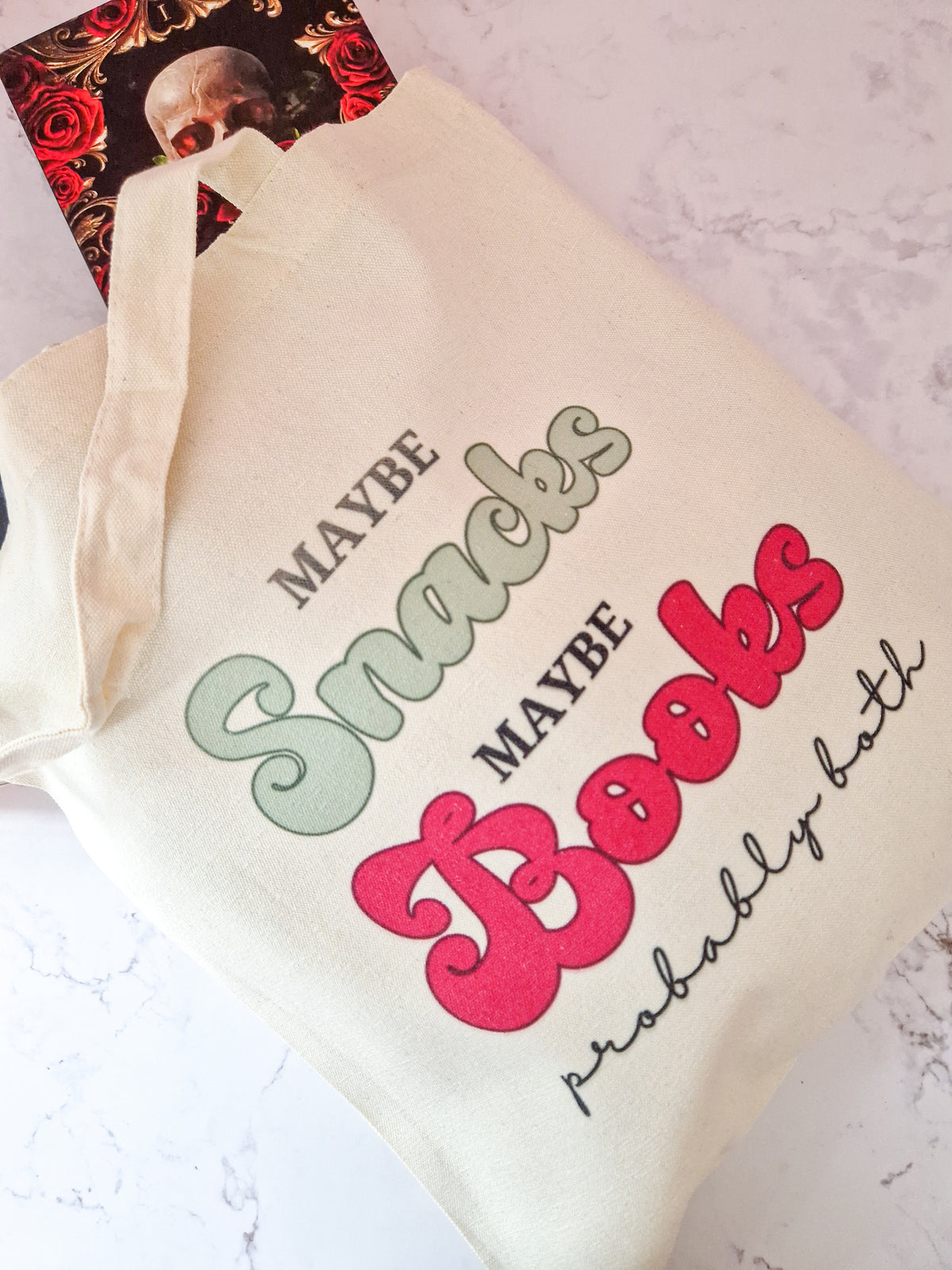 Canvas bag 'Maybe Snacks, Maybe Books'