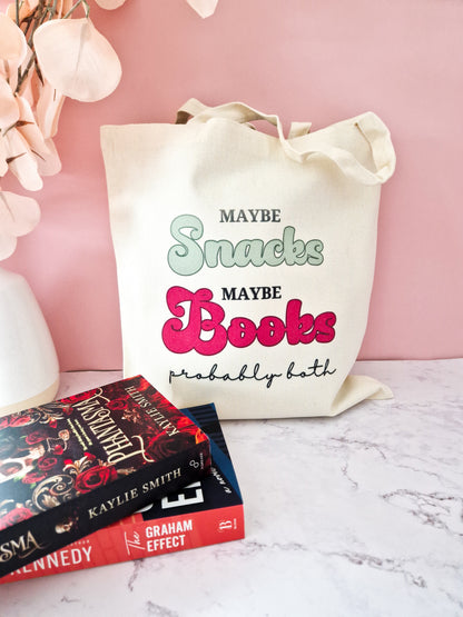 Canvas bag 'Maybe Snacks, Maybe Books'