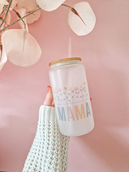 Glass Cup Floral mama