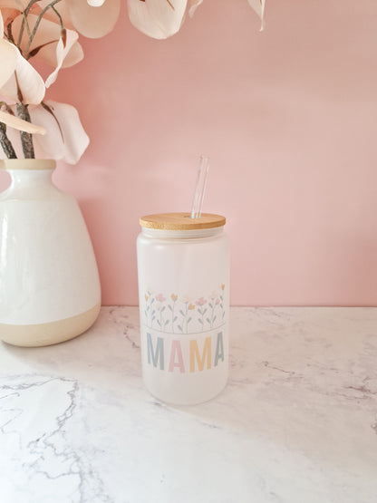 Glass Cup Floral mama