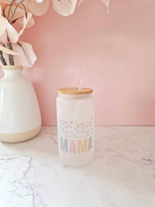 Glass Cup Floral mama