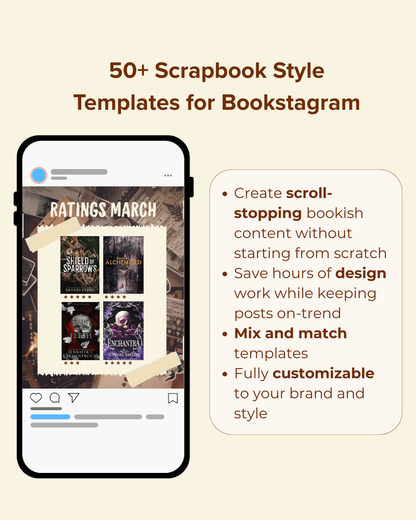 COMPLETE PACKAGE Bookstagram Guide + 50 Scrapbook templates + 30 Day Content Planner