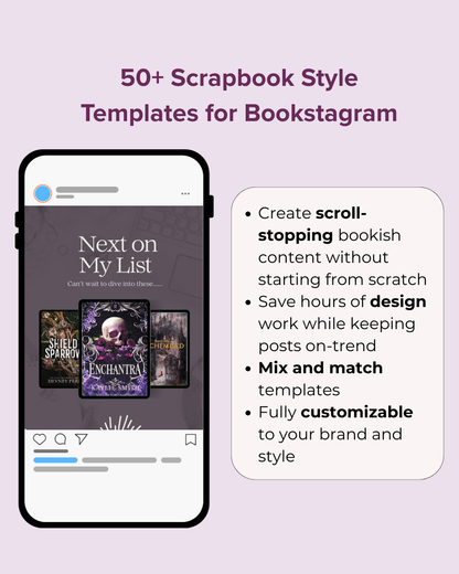 50+ Bookstagram templates Purple Style