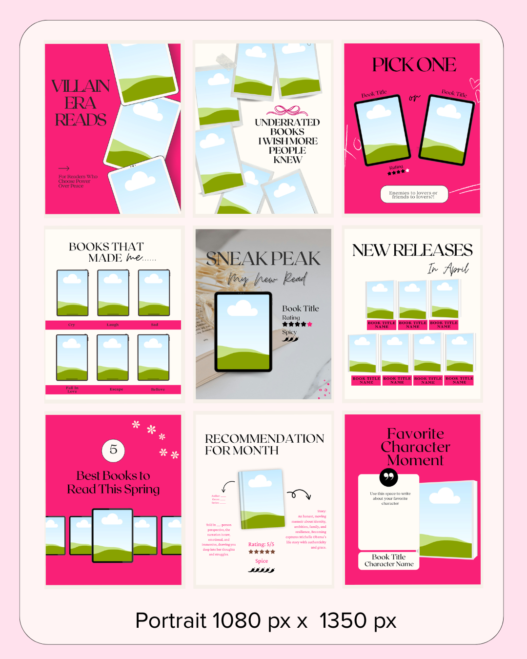 50+ Bookstagram Templates Pink Style