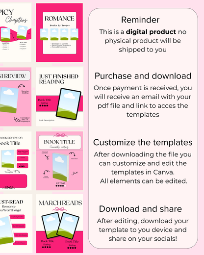 50+ Bookstagram Templates Pink Style
