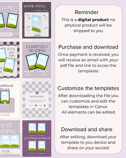 50+ Bookstagram templates Purple Style
