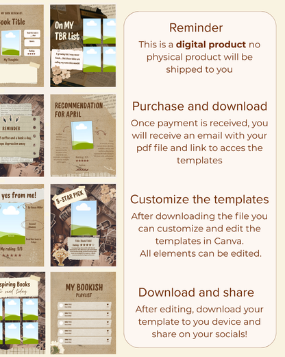 COMPLETE PACKAGE Bookstagram Guide + 50 Scrapbook templates + 30 Day Content Planner