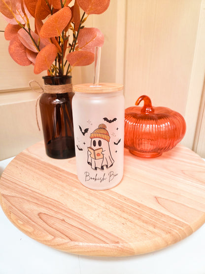 Glass cup 'Bookish Boo'