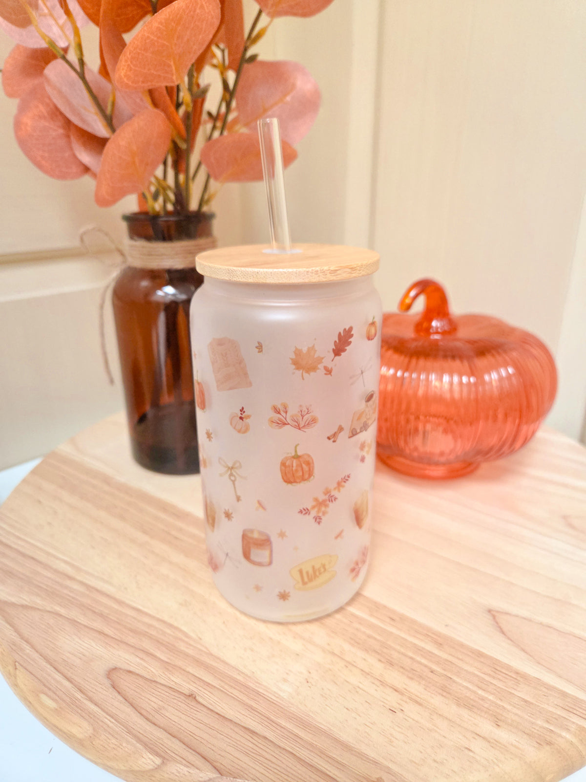 Glass cup 'Cozy Fall'